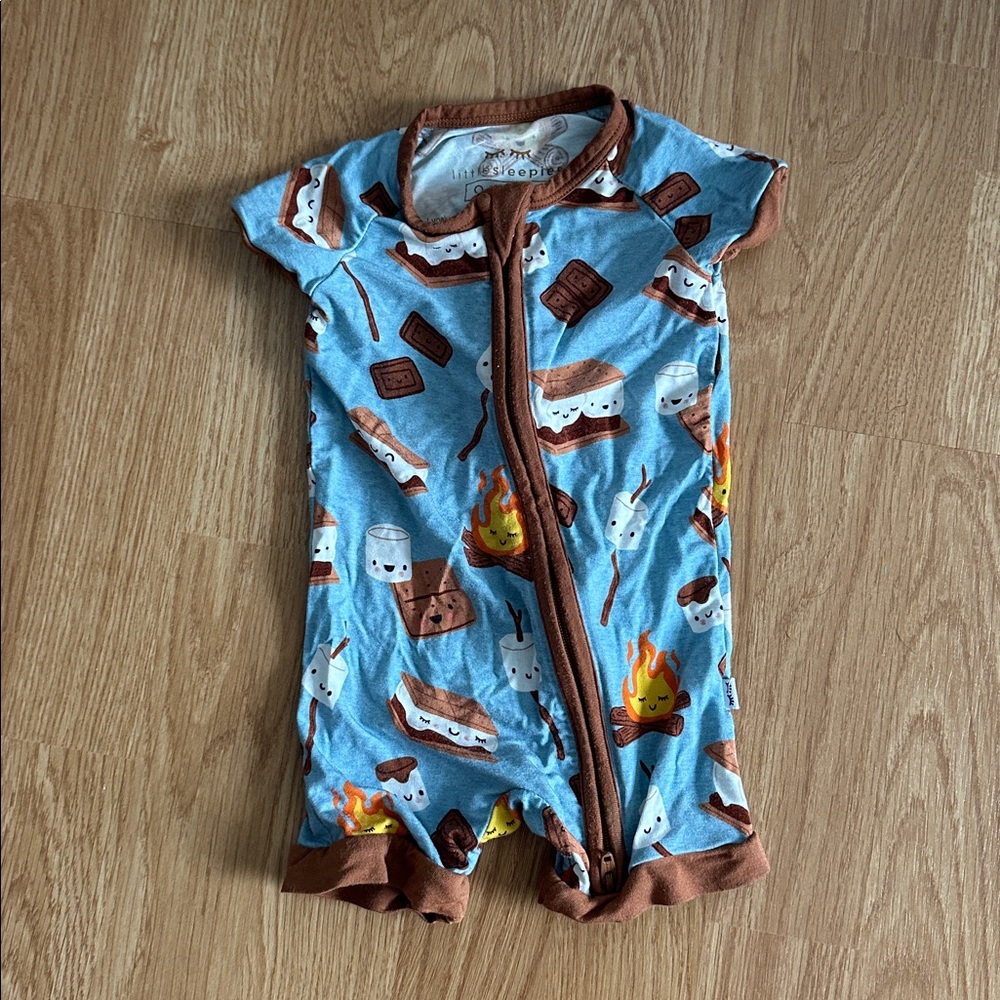 Little Sleepies Brown and Blue Baby Onesie